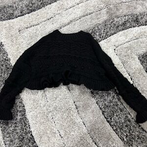 Black Cropped Knit Sweater
